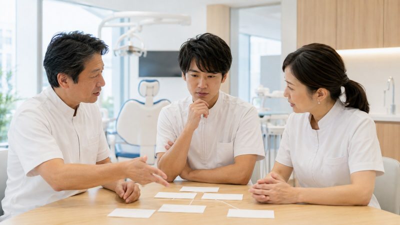 勤務歯科医師とキャリアパスについて面談する歯科医院の院長
