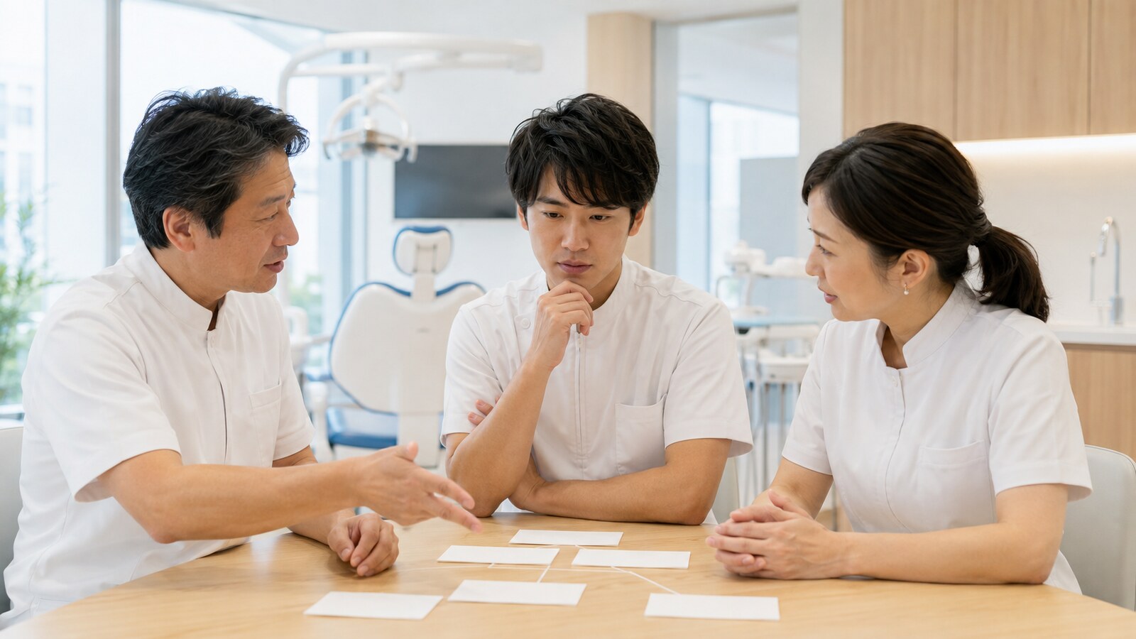 勤務歯科医師とキャリアパスについて面談する歯科医院の院長