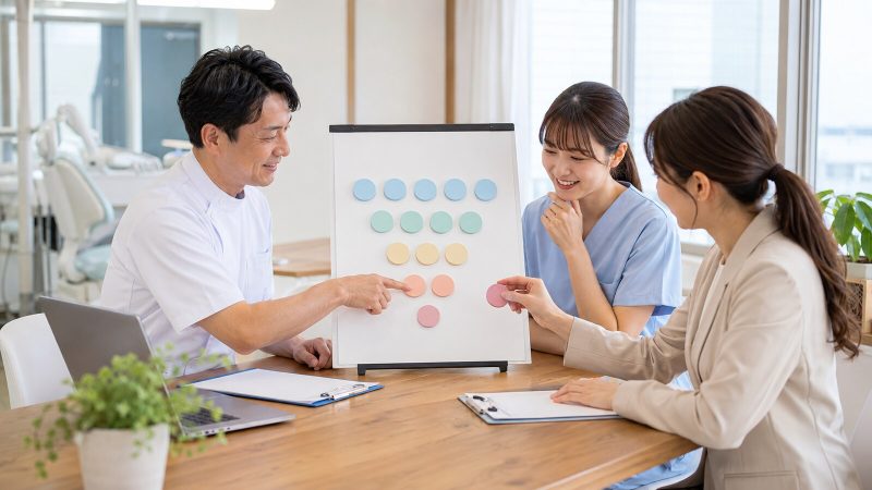 歯科医院の採用担当者が採用KPIを確認する様子
