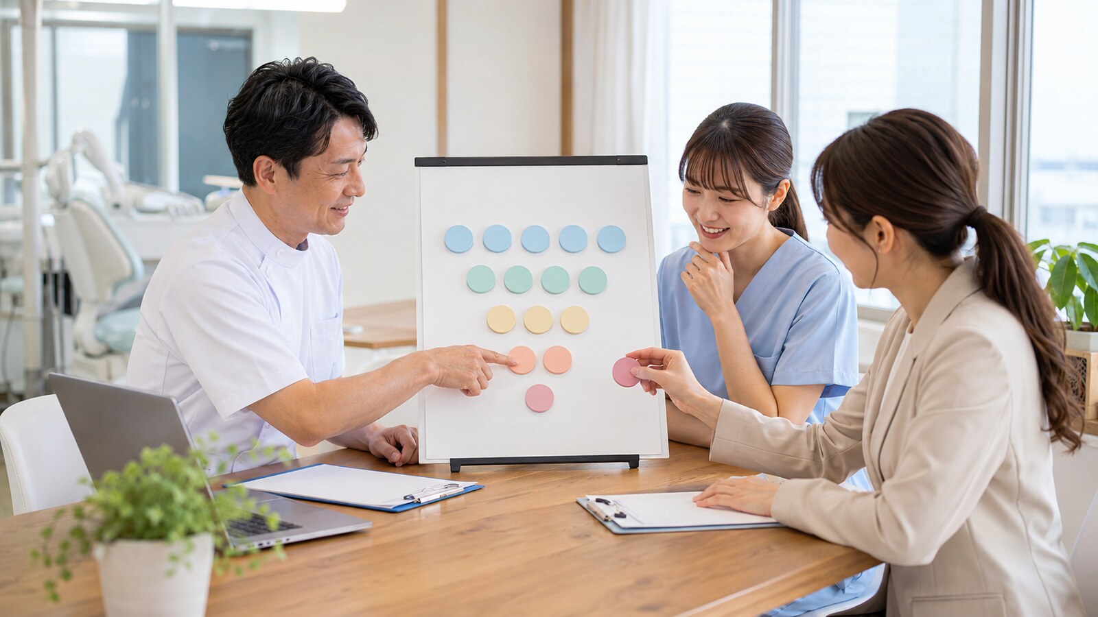 歯科医院の採用担当者が採用KPIを確認する様子