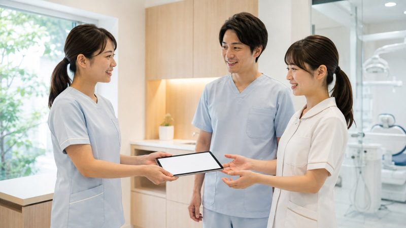 歯科医院でスタッフの有給休暇と予約枠を調整する様子