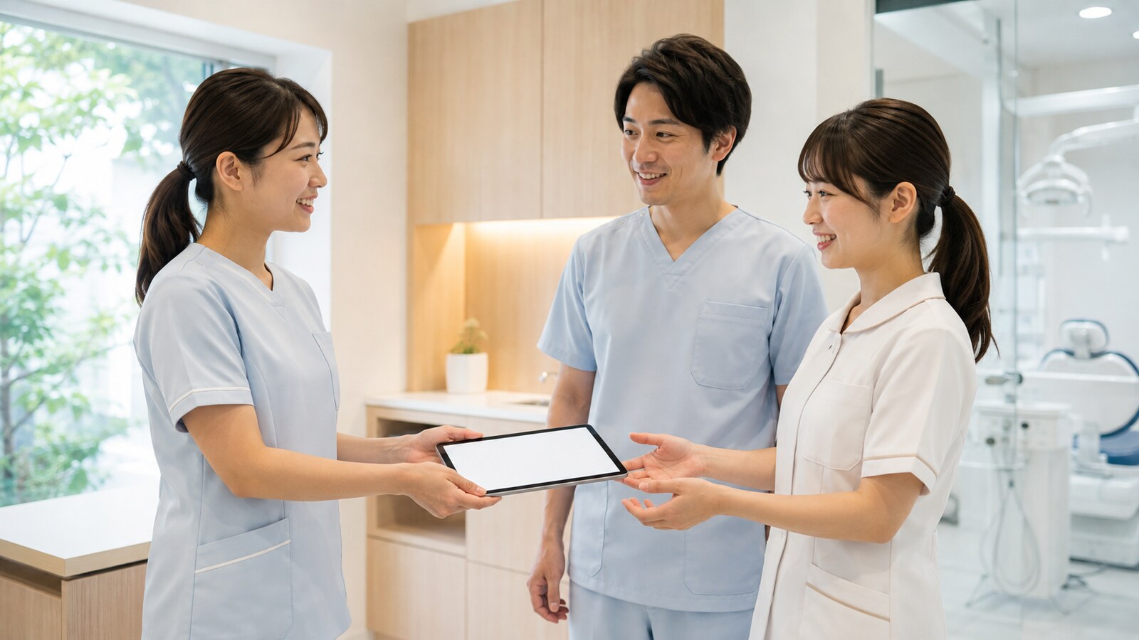 歯科医院でスタッフの有給休暇と予約枠を調整する様子